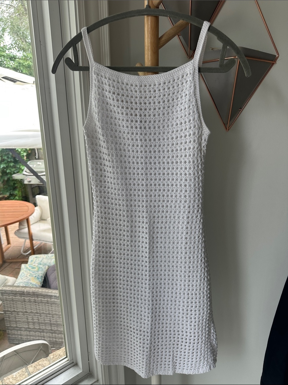 CLUB MONACO White Crochet Slip Dress Knit Lined Resort Vacation Classic Size XS